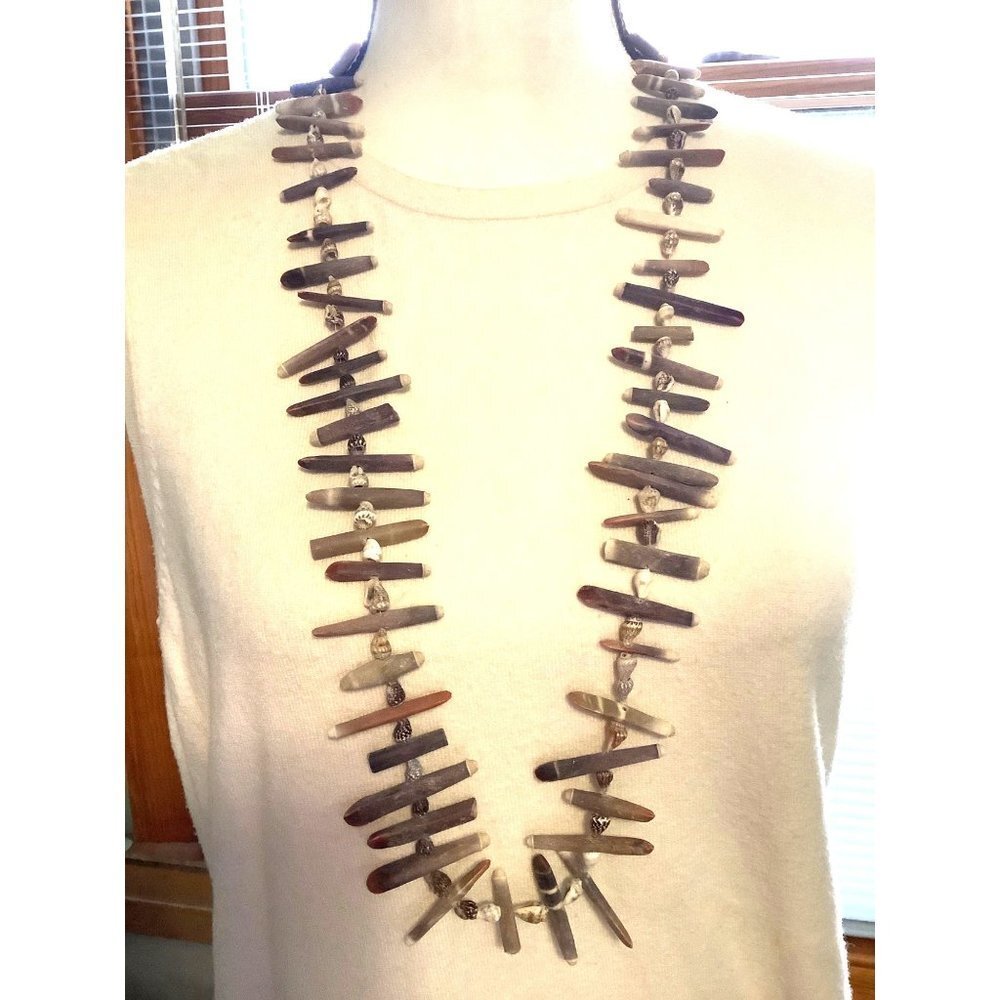 Vintage Natural Seashell & Long Shell Bead Necklace SECOND ONE